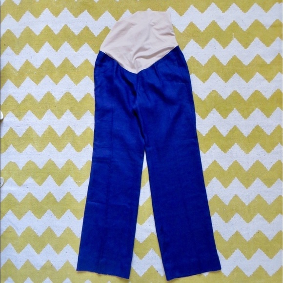 NWT Loft Materrnity Indigo Purple Blue 100% Linen Pants • Size 0 🗣 - Picture 1 of 3